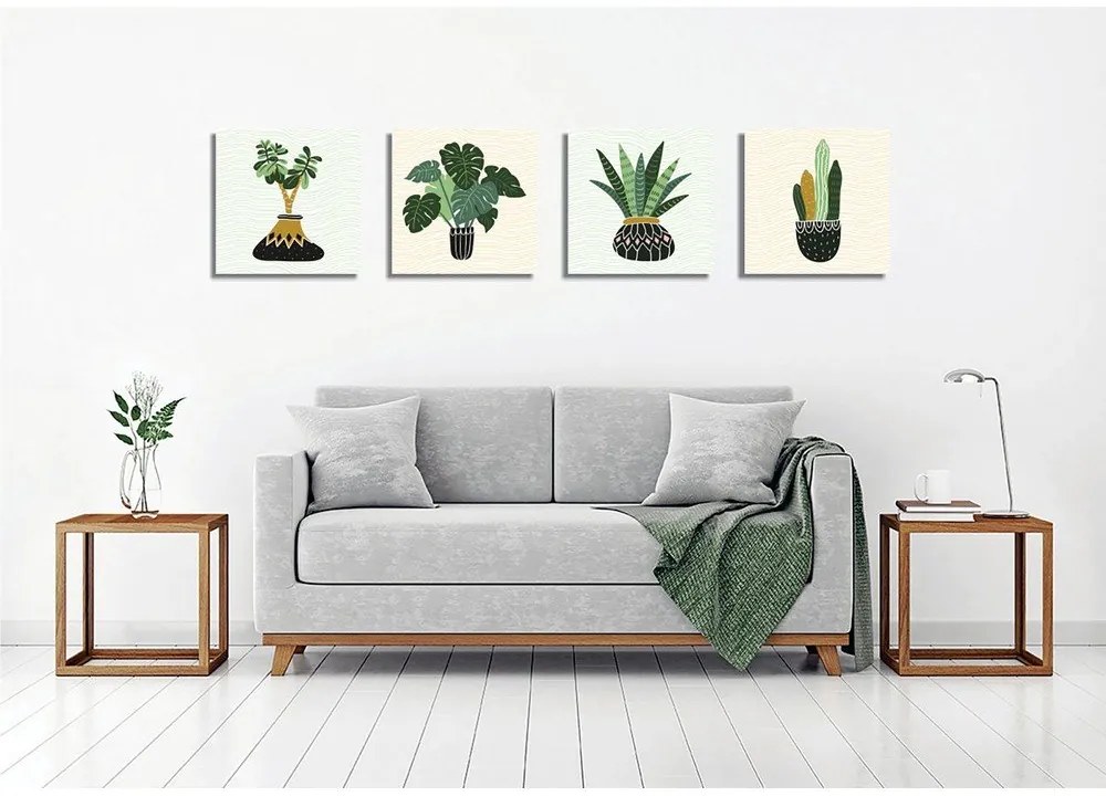 Картини в комплект от 4 бр. 30x30 cm Plants - Wallity