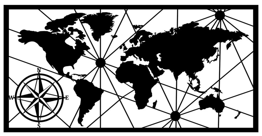 Декорация Карта на света HM7335 черен цвят