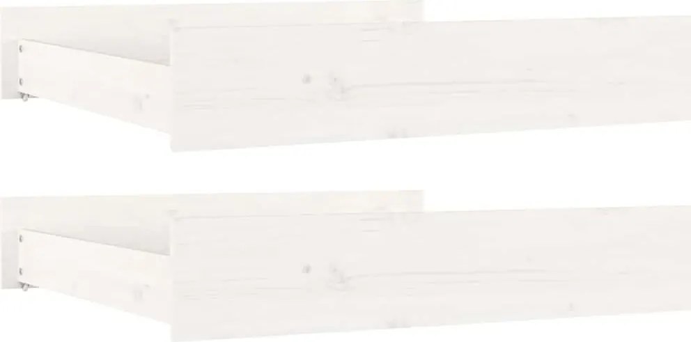 814990 vidaXL Чекмеджета за легло, 2 бр, бели, бор масив