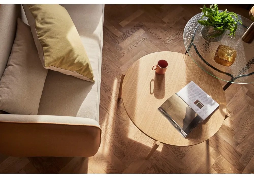 Черна кръгла масичка за кафе със стъклен плот ø 80 cm Orbit – Hübsch