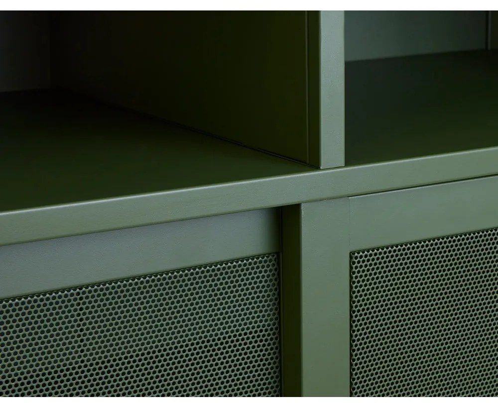 Тъмнозелено метално шкафче с плъзгащи се врати 90x140x40 cm Veep – Unique Furniture