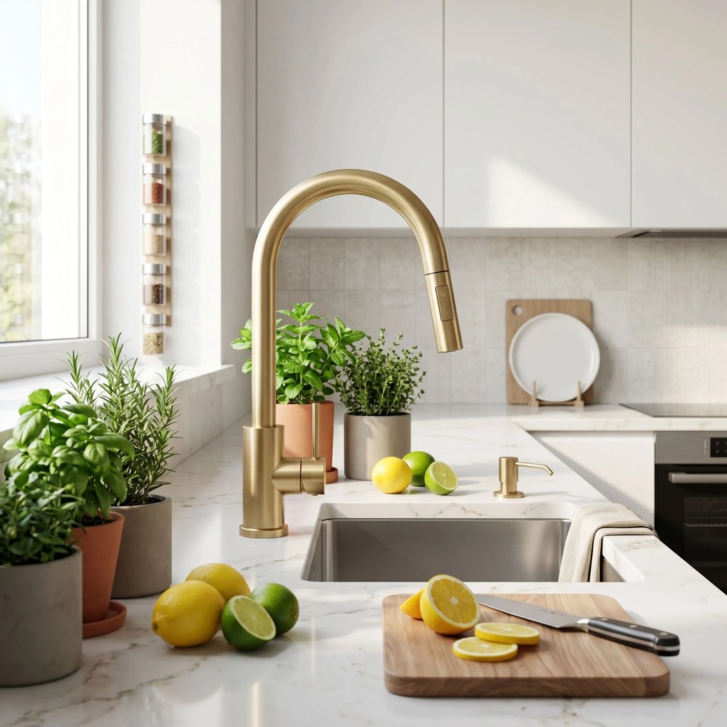 Смесител за кухня Rea Fresh Touch Brush Gold