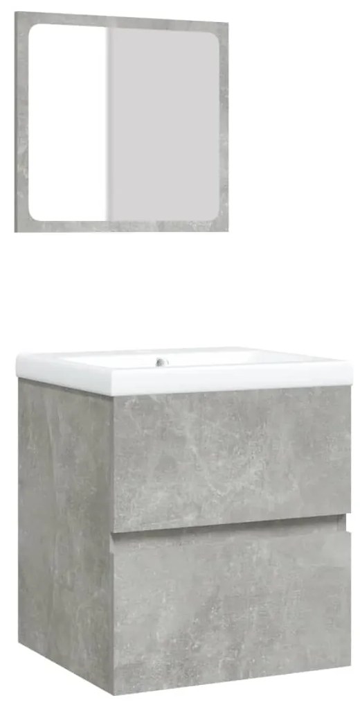 3114174 vidaXL Шкаф за баня с мивка и огледало, бетонно сив