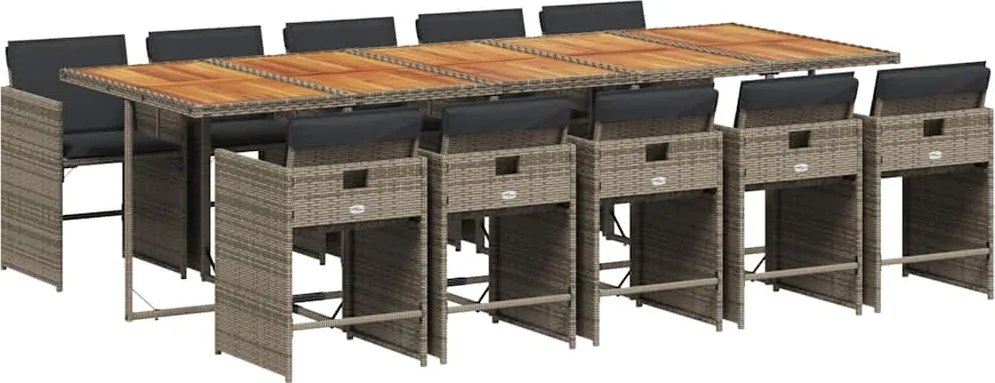 3211118 vidaXL Градински комплект с възглавници 11 части сив полиратан