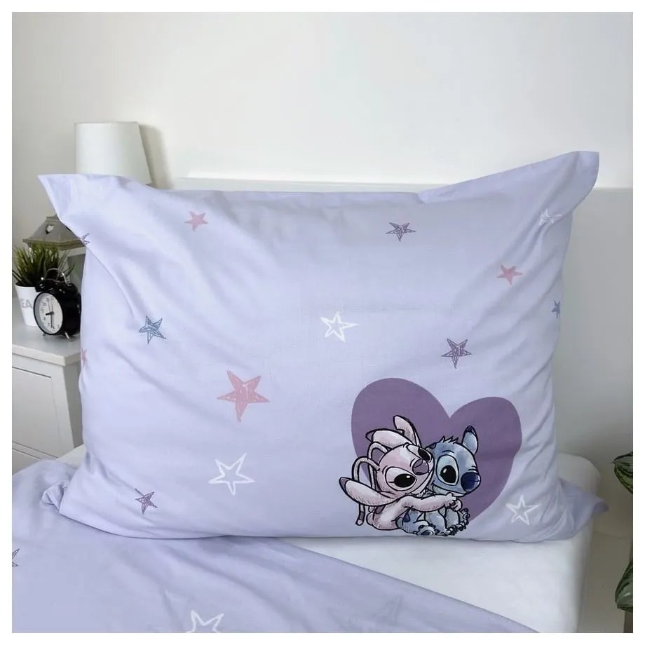 Единично детско памучно спално бельо 140x200 cm Lilo and Stitch "Heart" – Jerry Fabrics