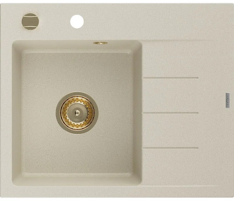 Mexen Ben гранитна мивка с 1 отделение и отцедник, ляв, 600 x 500 mm, бежов,