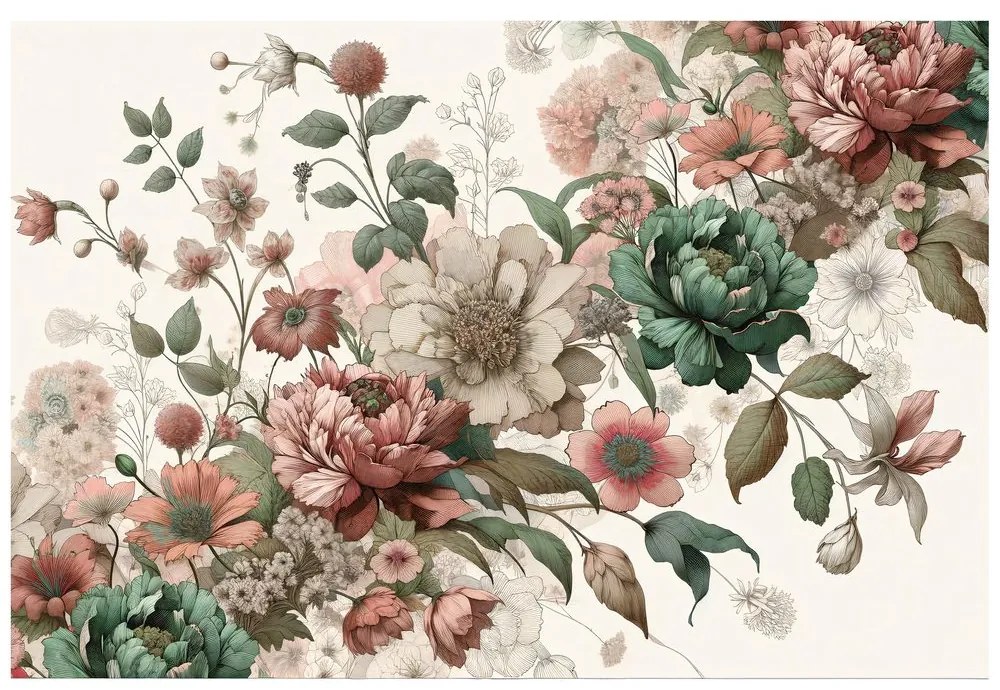 Тапет – Винтидж пастелни цветя
