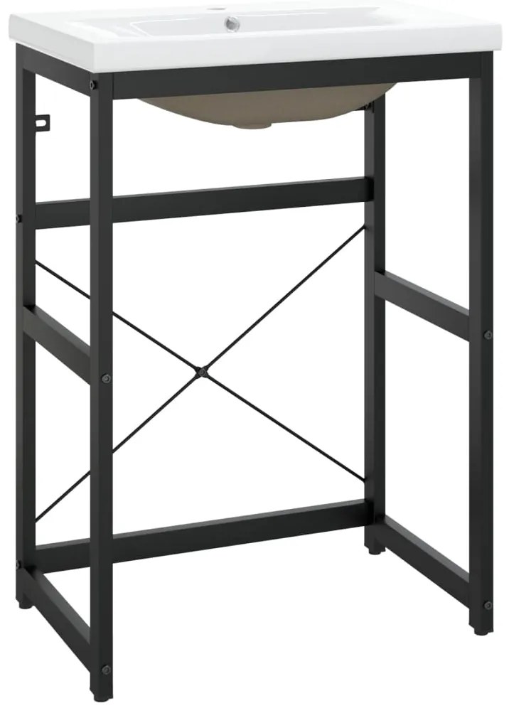 3101389 vidaXL Рамка за мивка за баня с вграден умивалник, черна, желязна