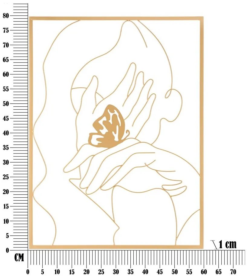 Метална декорация за стена 60x80 cm Hands on Face - Mauro Ferretti