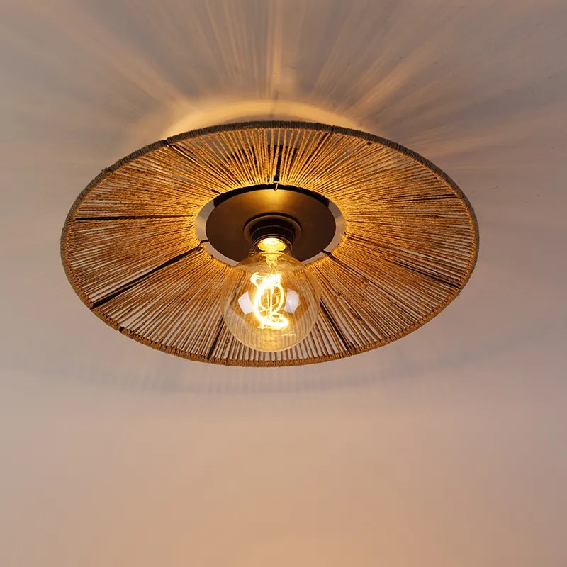 Ръстичен таванен аплик черен с въже - Sacha