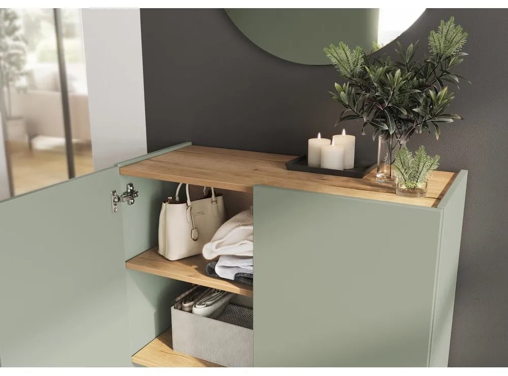 Светлозелен комплект за коридор от декор от дъб 74x200x33 cm Alviano – Germania