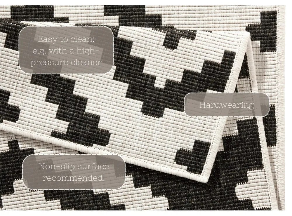 Черно-кремав килим за открито , 80 x 250 cm Malta - NORTHRUGS