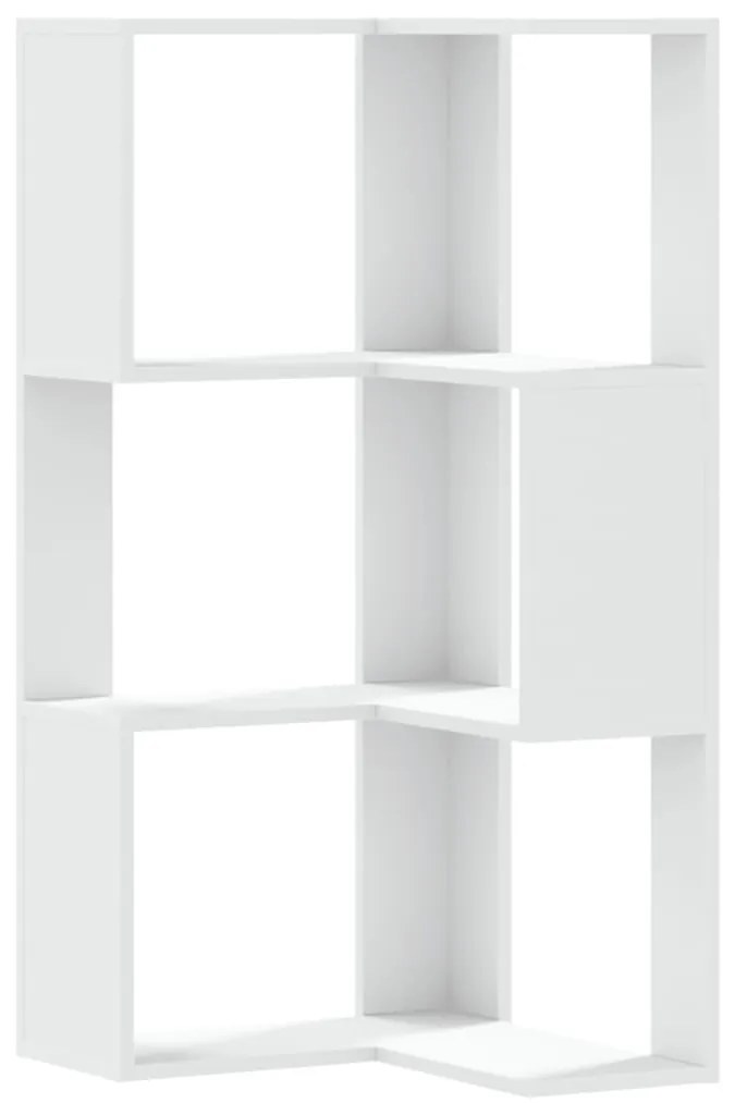 852591 vidaXL Ъглова етажерка 3 нива бял 50x50x102 см инженерно дърво