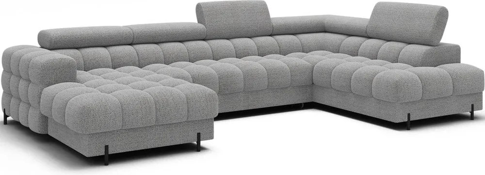 Сив разтегателен ъглов диван от букле (десен ъгъл U форма) Feraria – ELTAP