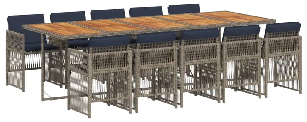 3210938 vidaXL Градински комплект с възглавници 11 части сив полиратан