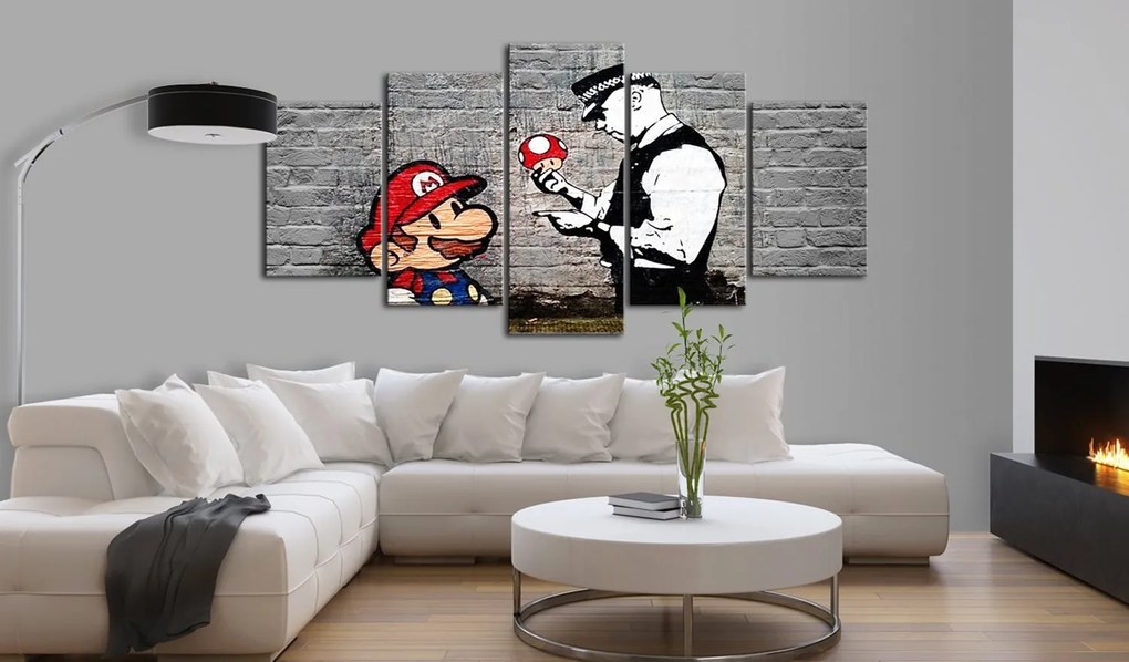 Платнен печат - Super Mario Mushroom Cop (Banksy) 100x50