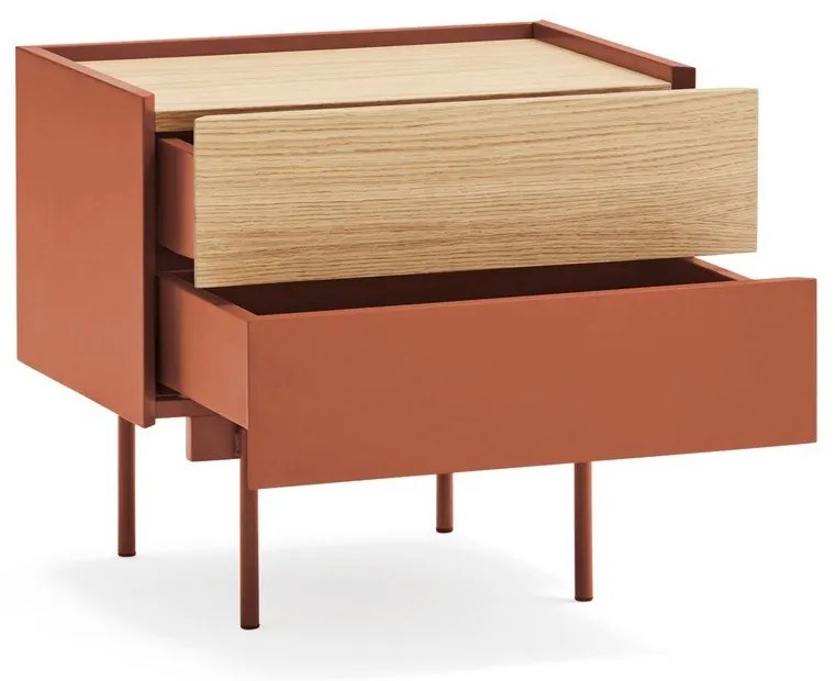 Нощно шкафче в тухлено естествен цвят в дъбов декор Otto - Teulat