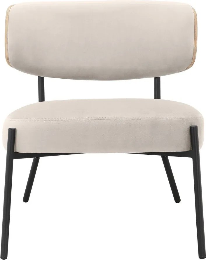 Кремав кадифен фотьойл с табуретка Jerry – Støraa