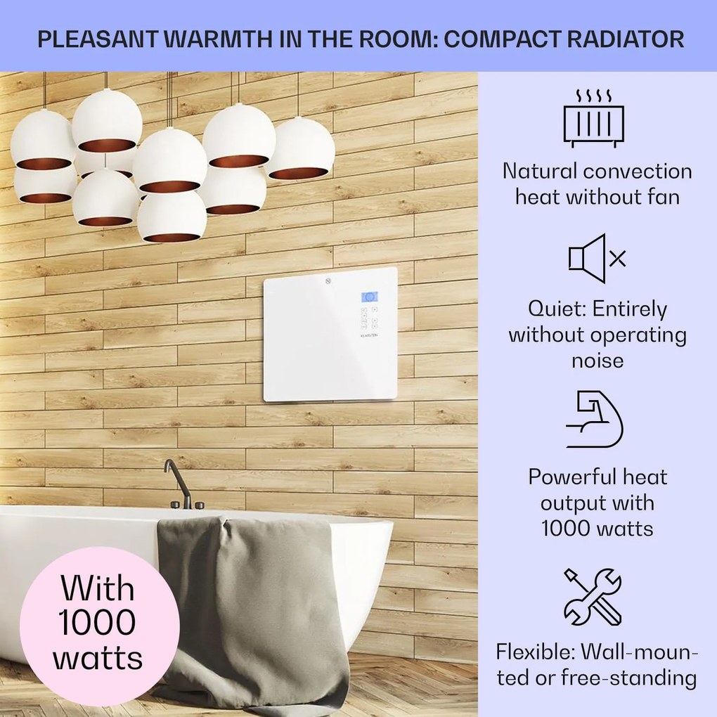 Klarstein Norderney, конвекционна печка, термостат, таймер, 1000 W, 20 m², бяла