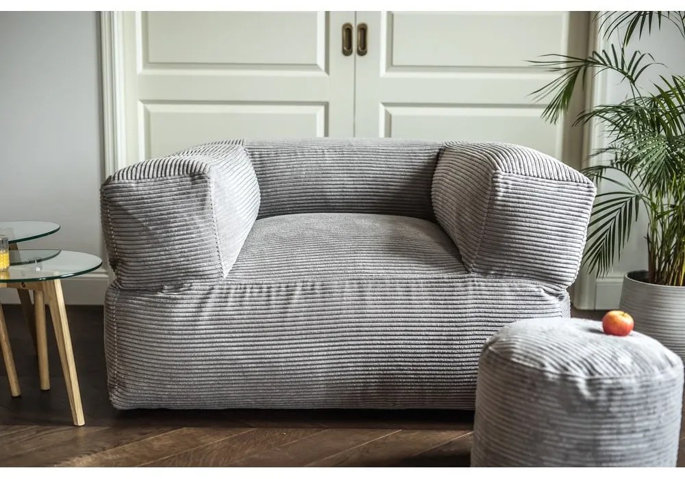 Тъмнокафяв пуф от рипсено кадифе MooG – SLOWDOWN