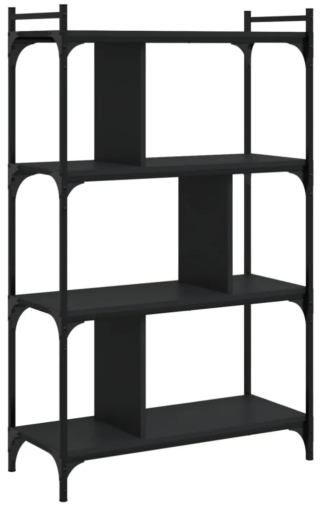 833935 vidaXL Библиотека 4 рафта черна 76x32x123 см инженерно дърво