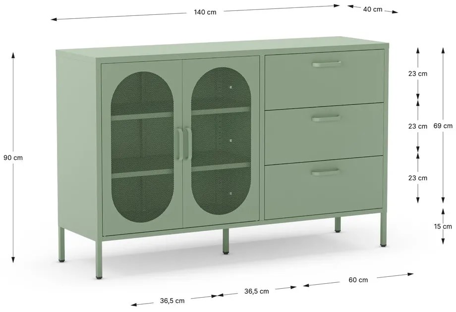 Скрин в цвят мента 140x90 cm Diora – Marckeric