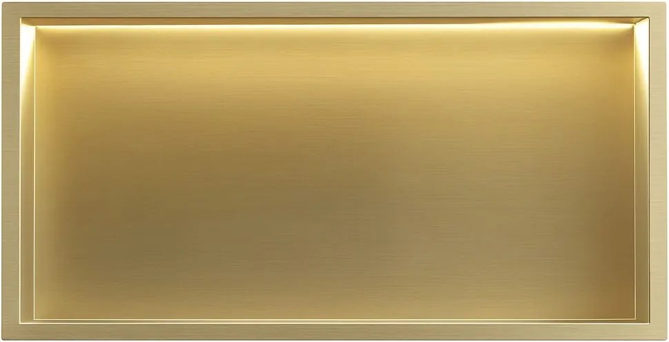Вграден рафт за баня  LED 30x60 brush gold
