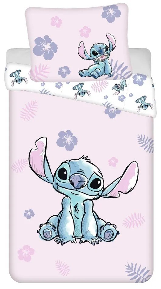 Светлорозово единично памучно детско спално бельо 140x200 cm Lilo &amp; Stitch "Pink" – Jerry Fabrics