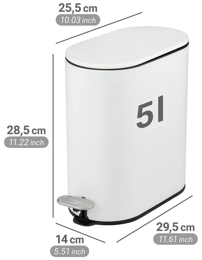 Стоманено кошче за боклук с педал в матово бял цвят 5 l Collungo – Wenko