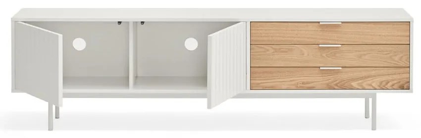 Бяла/естествена маса за телевизор от декор от дъб 180x52 cm Sierra – Teulat