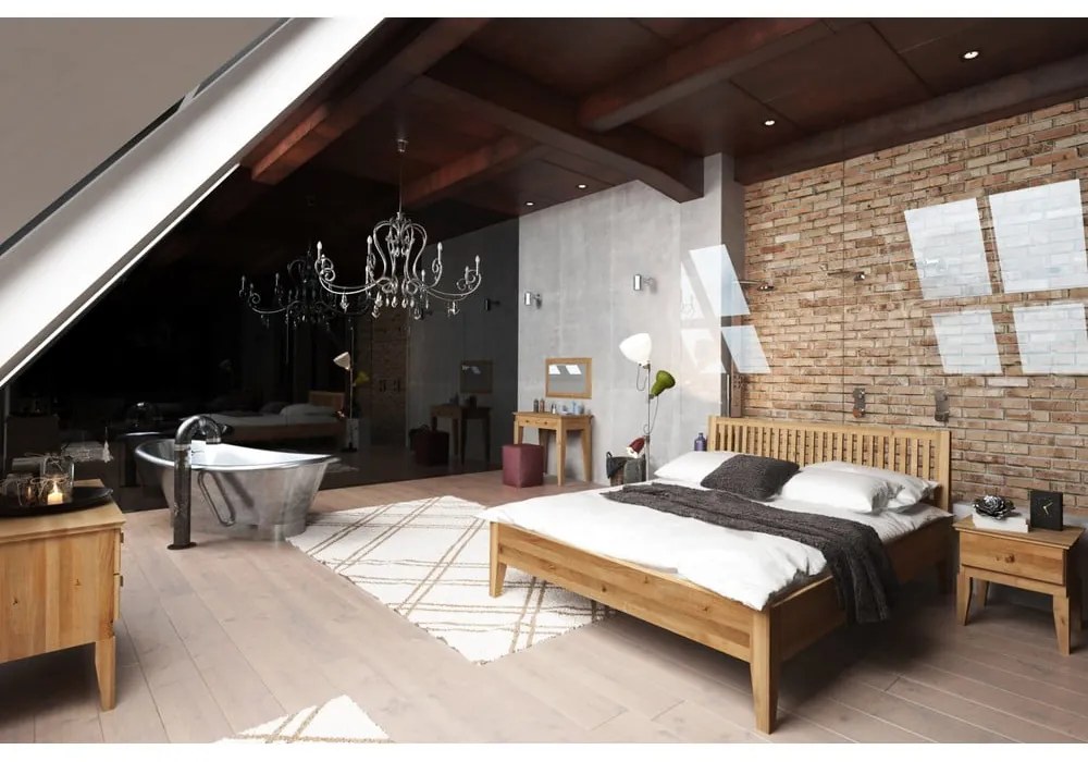 Дъбово двойно легло 200x200 cm Odys - The Beds