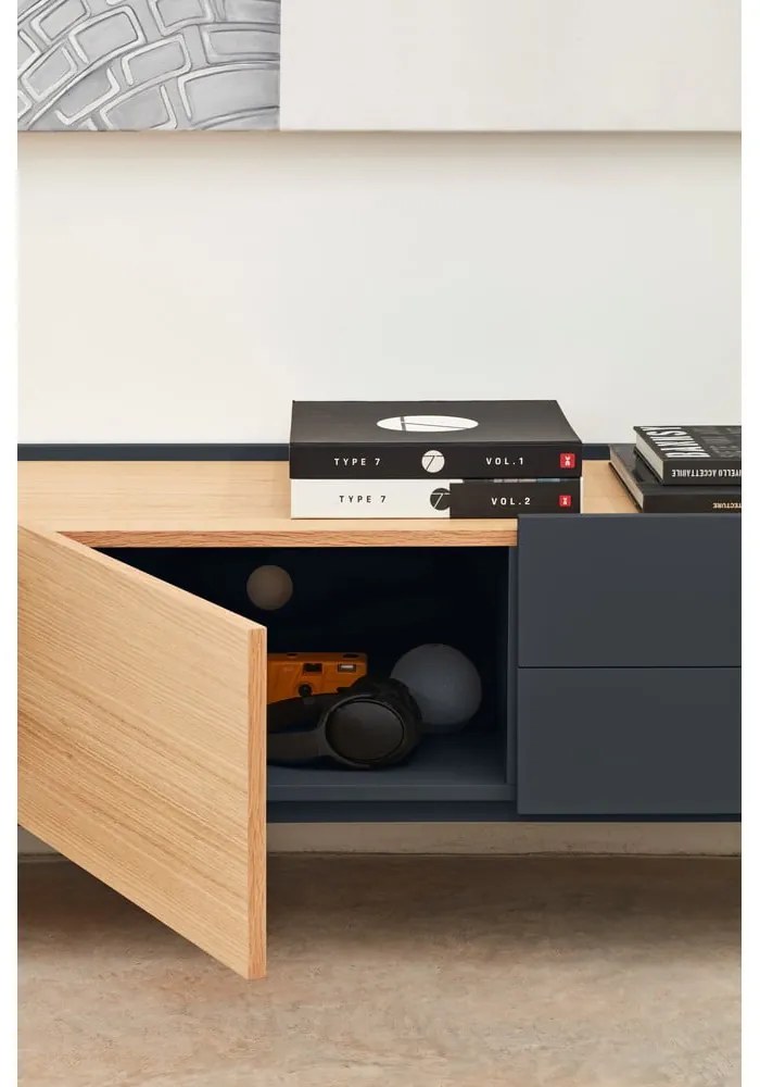 Масичка за телевизор в антрацит и естествен дъб 180x45 cm Otto - Teulat