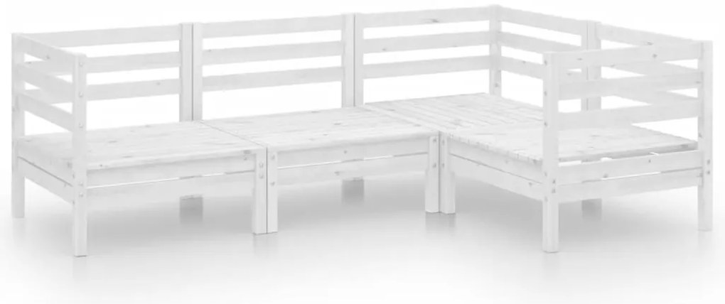 3082688 vidaXL Градински лаундж комплект, 4 части, бял, бор масив