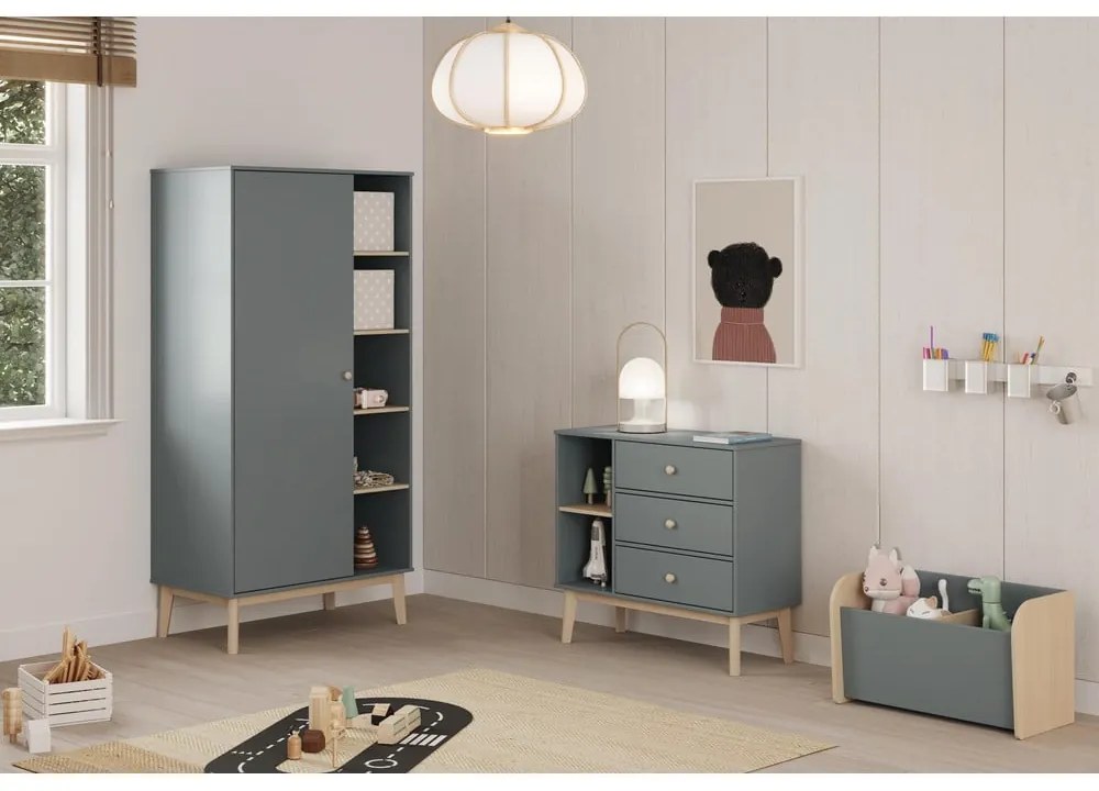 Детска библиотека сиво-зелена 70x42x35 cm Esteban – Marckeric