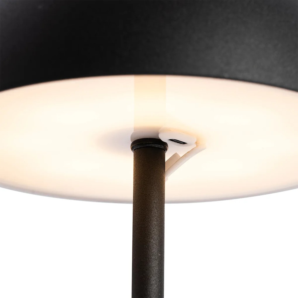 Външна настолна лампа черна акумулаторна 3-степенна димируема - Keira