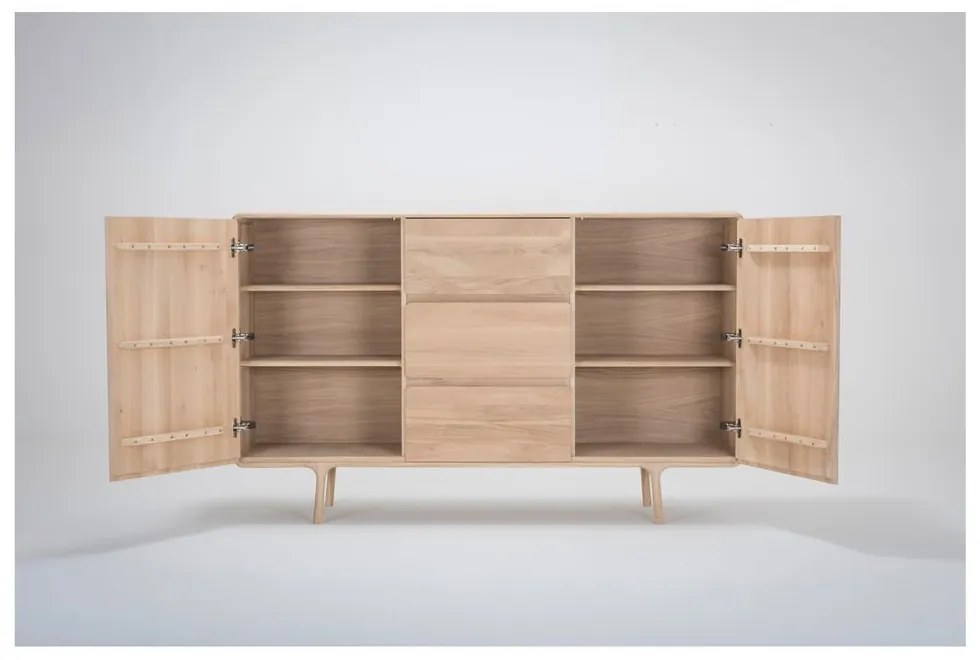 Масивен дъбов скрин с 3 чекмеджета , ширина 180 см Fawn - Gazzda