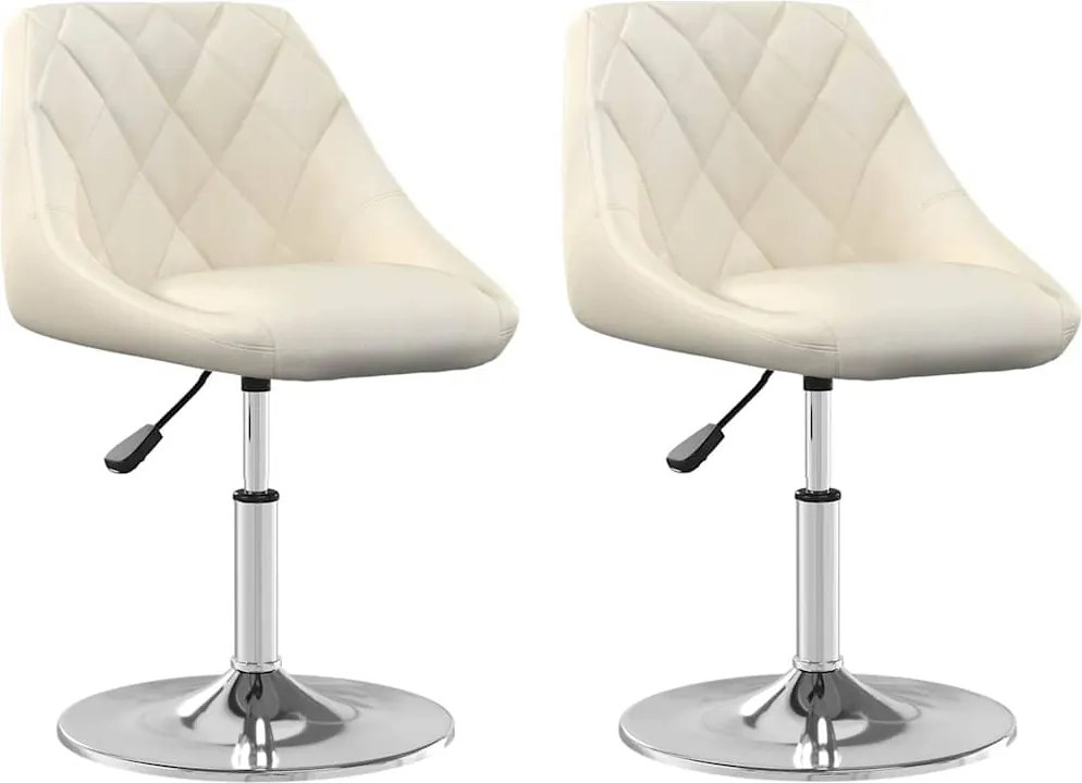 335282 vidaXL Въртящи трапезни столове, 2 бр, кремави, кадифе