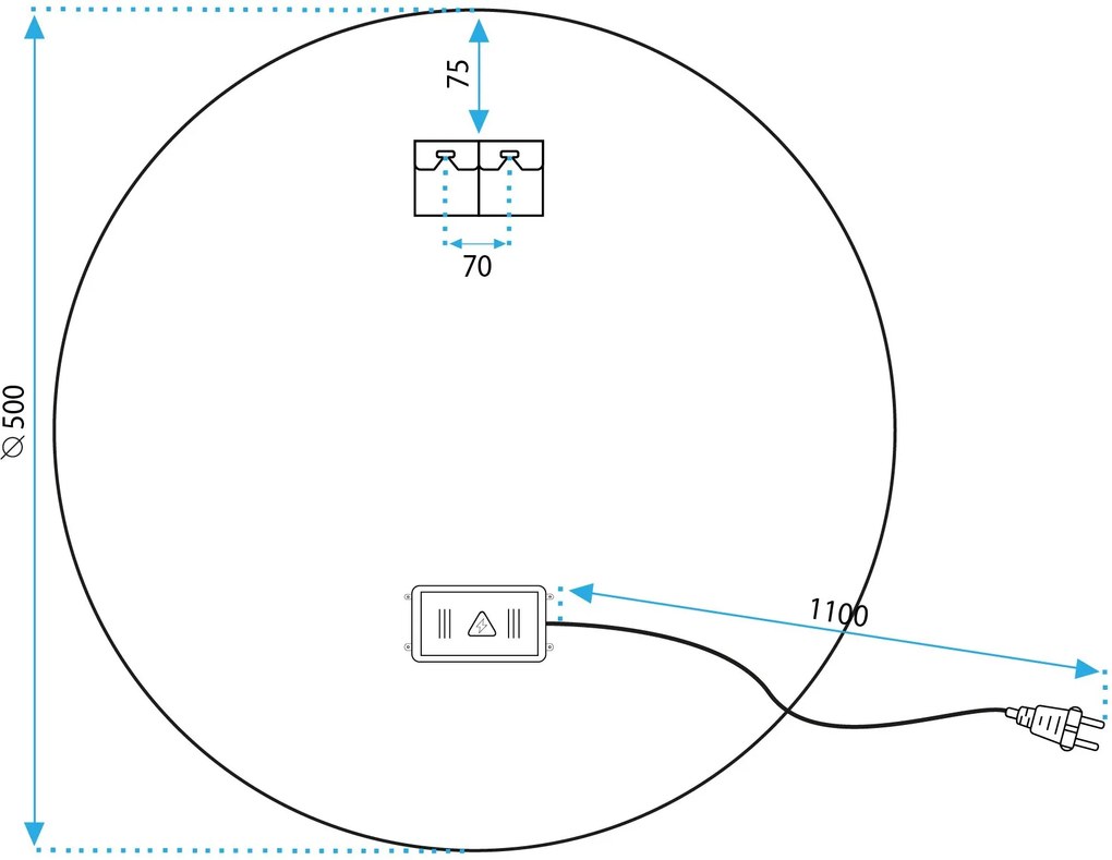 Огледало LED 50cm MMJ