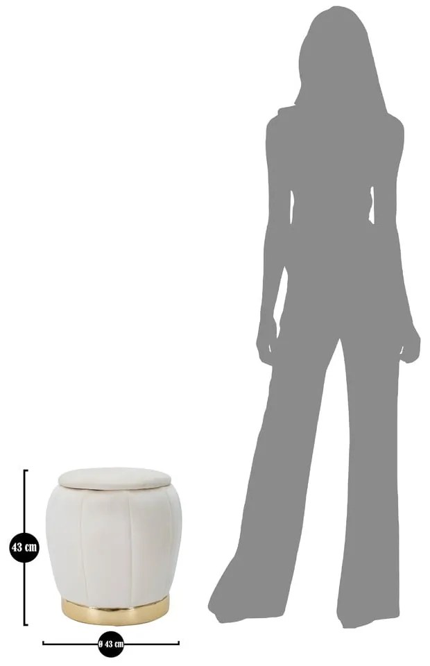 Табуретка от кремаво кадифе Paris - Mauro Ferretti