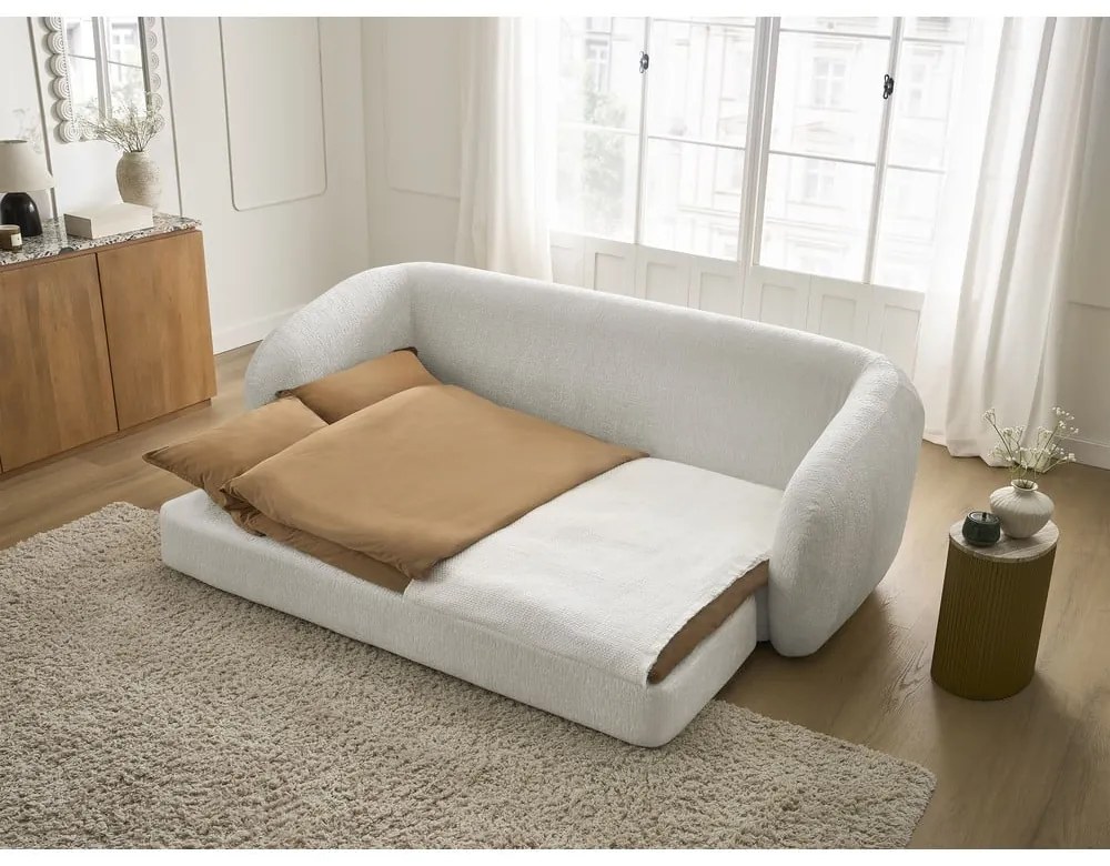 Бял шенилов сгъваем диван 228 cm Neyo – Bobochic Paris