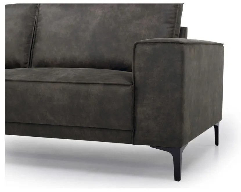 Ъглов диван в черно и сиво от изкуствена кожа (ляв ъгъл) Copenhagen - Scandic