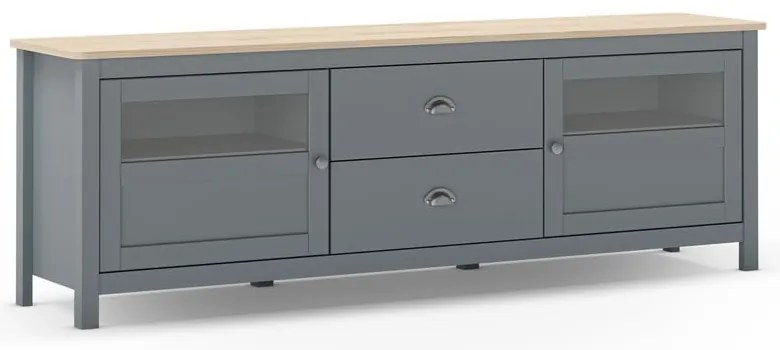 Маса за телевизор сиво-зелена от масивен бор 180x59x40 cm Misti – Marckeric