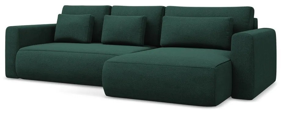 Зелен разтегателен ъглов диван с място за съхранение (десен ъгъл) Kapua – Makamii