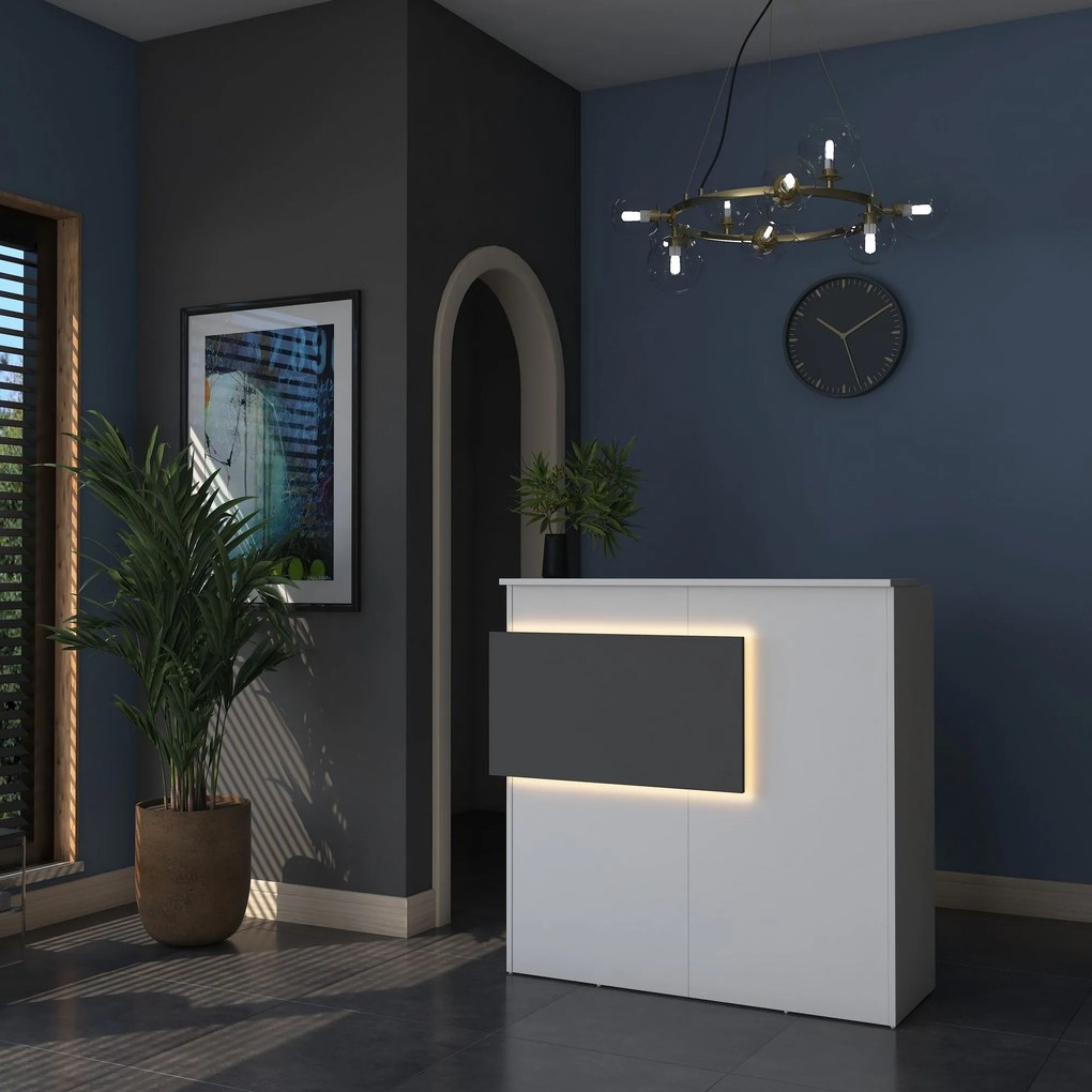 Рецепционна маса MA102, цвят Бял Антрацит