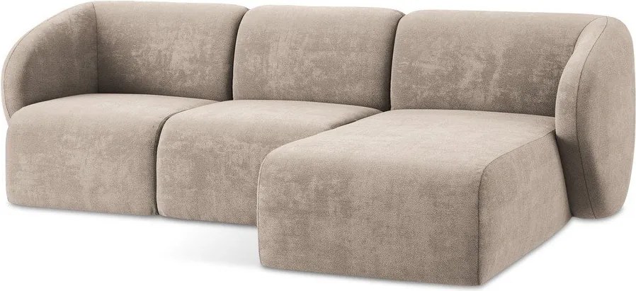 Светлокафяв шенилов ъглов диван (десен ъгъл) Lani – Makamii