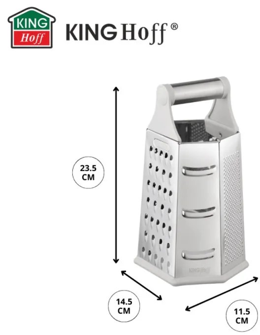 Ренде за зеленчуци Kinghoff KH 1991, 4-странно, 6 повърхности, Неръждаема стомана, Сребрист