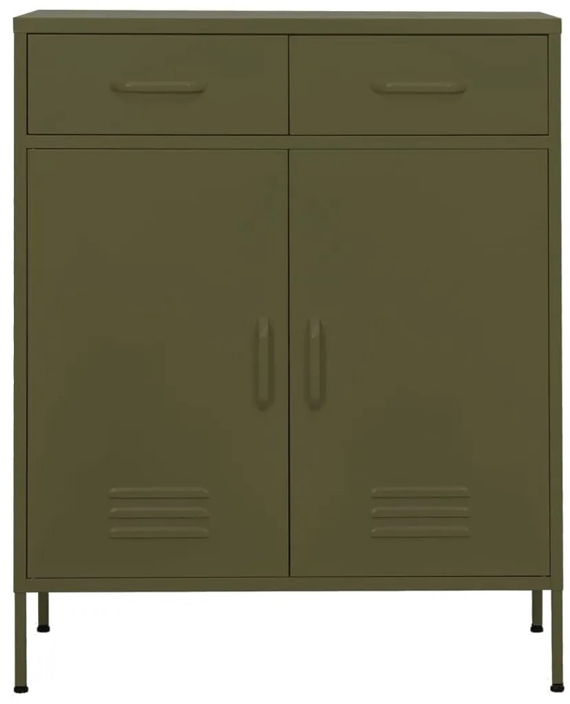 336153 vidaXL Шкаф за съхранение, маслиненозелен, 80х35х101,5 см, стомана
