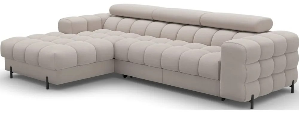 Бежов кадифен сгъваем/с място за съхранение ъглов диван (ляв ъгъл) Felro – ELTAP