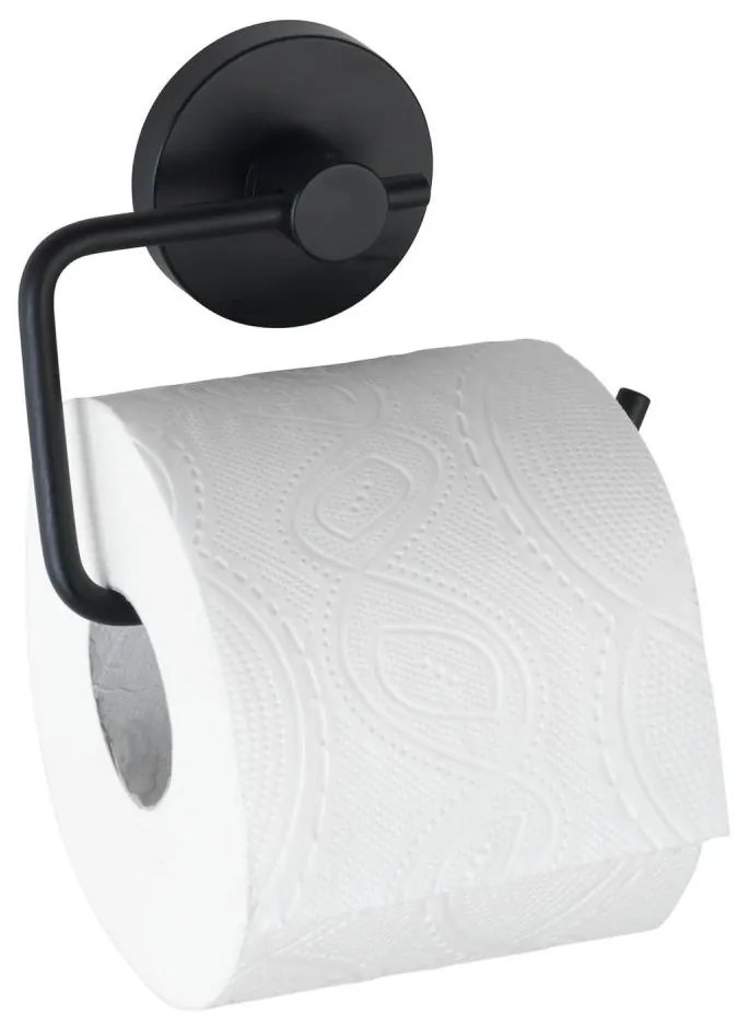 WENKO 24738100 - Държач за тоалетна хартия VACUUM-LOC, кръгъл, черен, 13,5x10,5 см