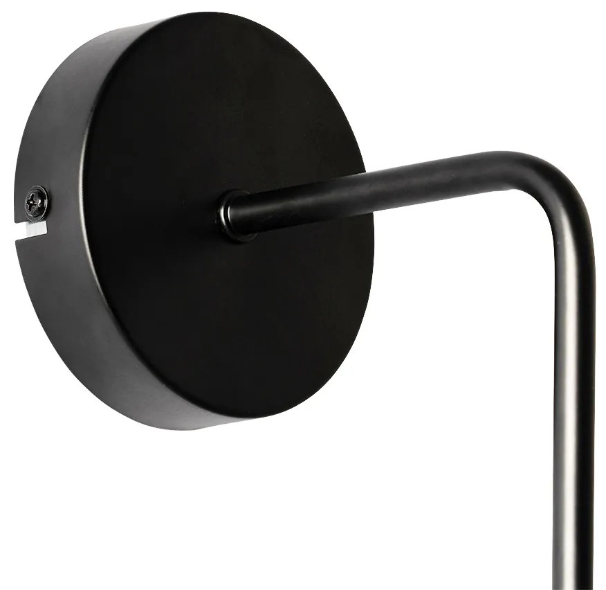 Стенна лампа в стил арт деко черна с опушено стъкло - Laura